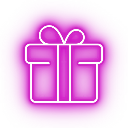 Neon pink gift box icon